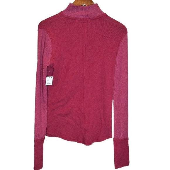 We The Free Sweater Maroon Knit Long Sleeve Mock Neck Ribbed Pullover Size Large - Picture 5 of 8